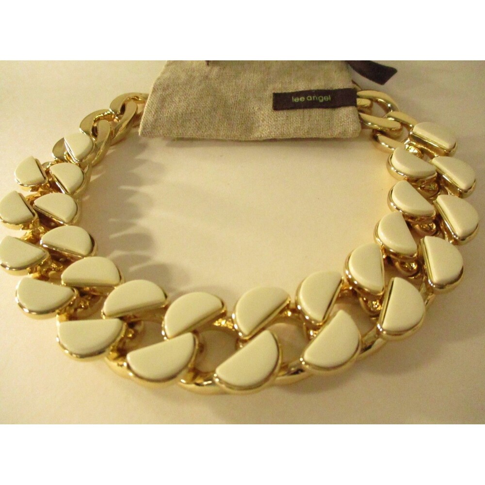 Lee Angel Womens Half-Moon Howlite and Steel Necklace NWT 550 - Picture 10 of 11